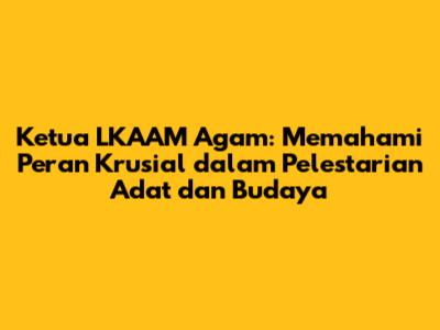 Ketua LKAAM Agam: Memahami Peran Krusial dalam Pelestarian Adat dan Budaya