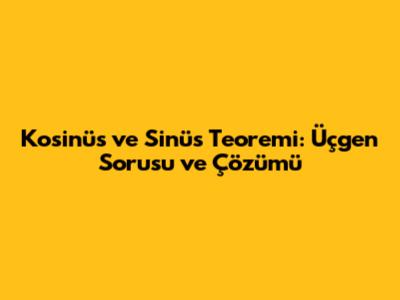 Kosinüs ve Sinüs Teoremi: Üçgen Sorusu ve Çözümü