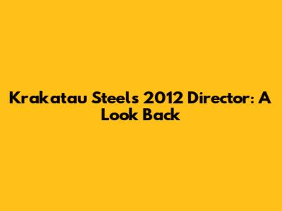 Krakatau Steel's 2012 Director: A Look Back