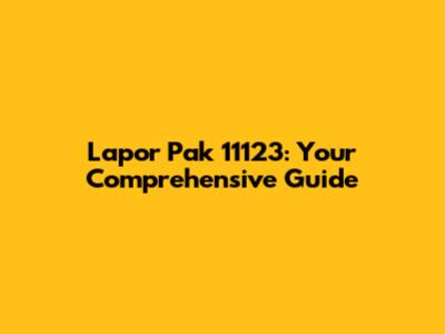 Lapor Pak 11123: Your Comprehensive Guide