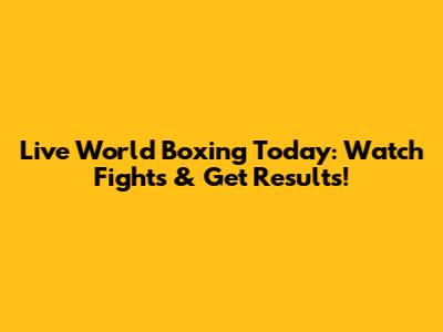 Live World Boxing Today: Watch Fights & Get Results!