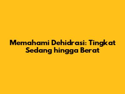 Memahami Dehidrasi: Tingkat Sedang hingga Berat