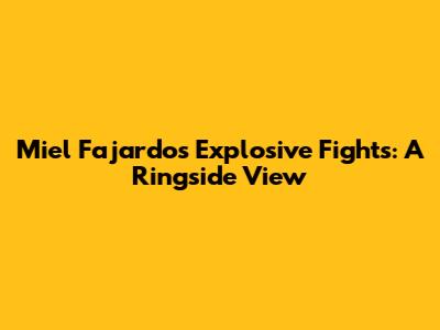 Miel Fajardo's Explosive Fights: A Ringside View