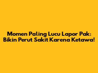 Momen Paling Lucu Lapor Pak: Bikin Perut Sakit Karena Ketawa!