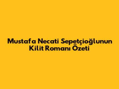 Mustafa Necati Sepetçioğlu'nun Kilit Romanı Özeti