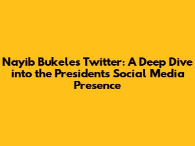 Nayib Bukele's Twitter: A Deep Dive into the President's Social Media Presence
