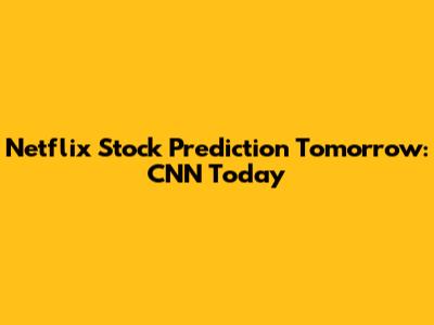 Netflix Stock Prediction Tomorrow: CNN Today