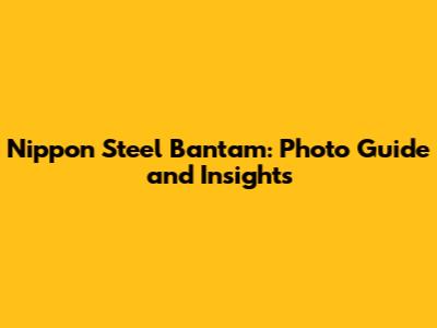 Nippon Steel Bantam: Photo Guide and Insights
