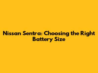 Nissan Sentra: Choosing the Right Battery Size