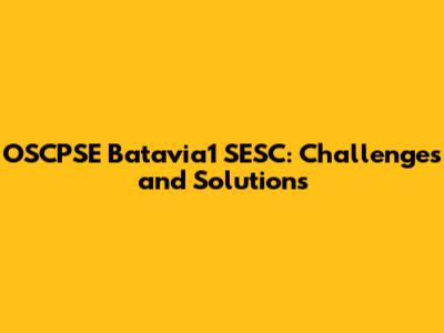 OSCPSE Batavia1 SESC: Challenges and Solutions