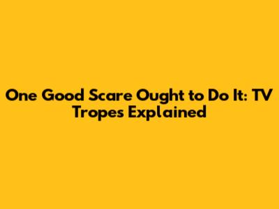 One Good Scare Ought to Do It: TV Tropes Explained