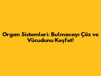 Organ Sistemleri: Bulmacayı Çöz ve Vücudunu Keşfet!