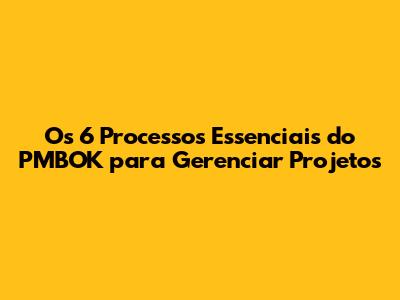 Os 6 Processos Essenciais do PMBOK para Gerenciar Projetos