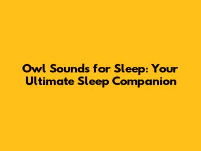 Owl Sounds for Sleep: Your Ultimate Sleep Companion