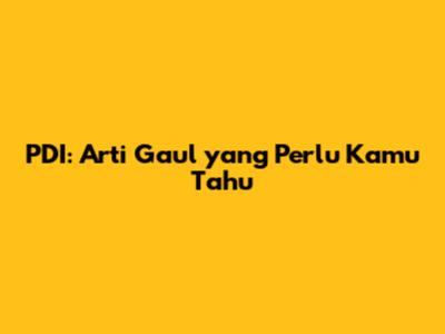 PDI: Arti Gaul yang Perlu Kamu Tahu