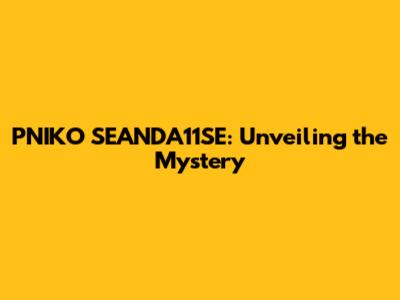 PNIKO SEANDA11SE: Unveiling the Mystery