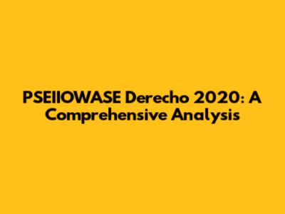 PSEIIOWASE Derecho 2020: A Comprehensive Analysis