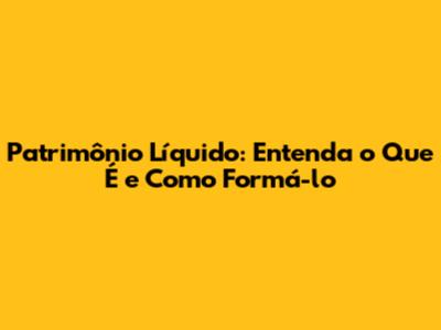 Patrimônio Líquido: Entenda o Que É e Como Formá-lo