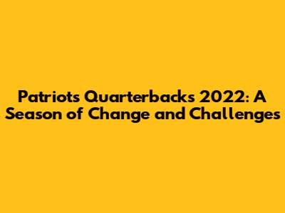 Patriots Quarterbacks 2022: A Season of Change and Challenges