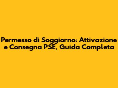 Permesso di Soggiorno: Attivazione e Consegna PSE, Guida Completa