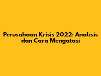 Perusahaan Krisis 2022: Analisis dan Cara Mengatasi