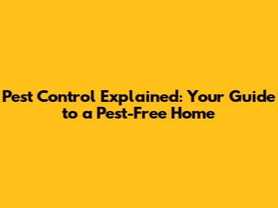 Pest Control Explained: Your Guide to a Pest-Free Home
