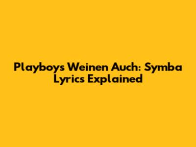 Playboys Weinen Auch: Symba Lyrics Explained