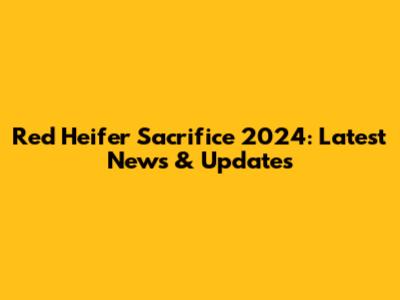 Red Heifer Sacrifice 2024: Latest News & Updates