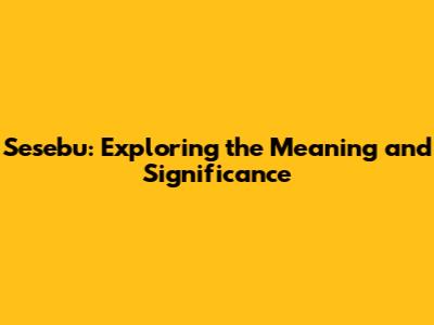 Sesebu: Exploring the Meaning and Significance