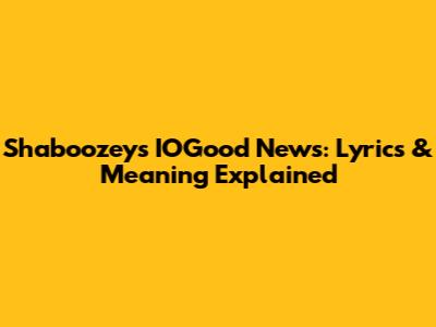 Shaboozey's "IOGood News": Lyrics & Meaning Explained