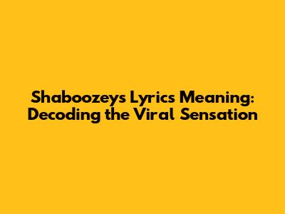 Shaboozey's Lyrics Meaning: Decoding the Viral Sensation