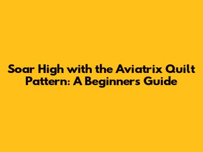 Soar High with the Aviatrix Quilt Pattern: A Beginner's Guide