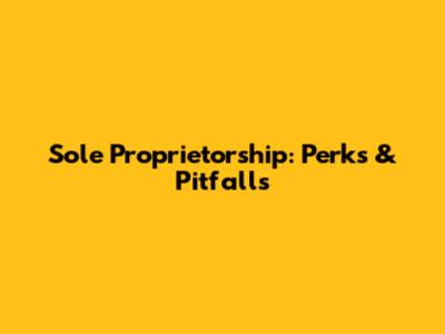 Sole Proprietorship: Perks & Pitfalls
