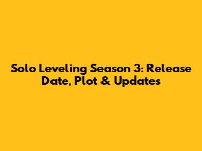 Solo Leveling Season 3: Release Date, Plot & Updates