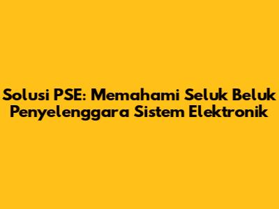 Solusi PSE: Memahami Seluk Beluk Penyelenggara Sistem Elektronik