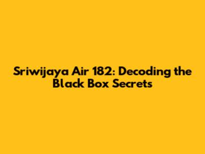 Sriwijaya Air 182: Decoding the Black Box Secrets