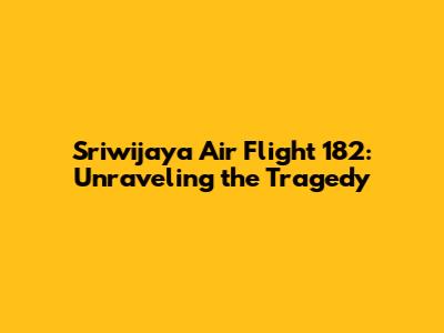 Sriwijaya Air Flight 182: Unraveling the Tragedy