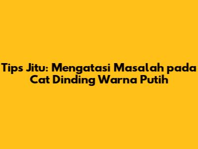 Tips Jitu: Mengatasi Masalah pada Cat Dinding Warna Putih