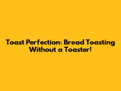 Toast Perfection: Bread Toasting Without a Toaster!