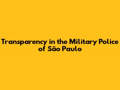 Transparency in the Military Police of São Paulo
