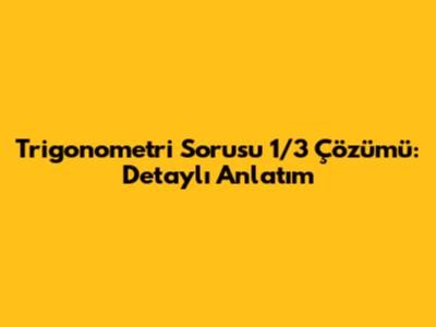 Trigonometri Sorusu 1/3 Çözümü: Detaylı Anlatım