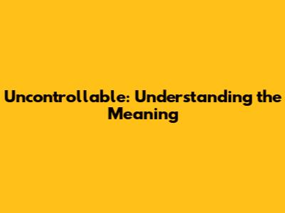 Uncontrollable: Understanding the Meaning