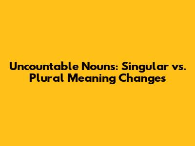Uncountable Nouns: Singular vs. Plural Meaning Changes