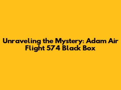 Unraveling the Mystery: Adam Air Flight 574 Black Box