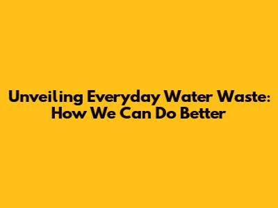 Unveiling Everyday Water Waste: How We Can Do Better