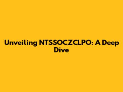 Unveiling NTSSOCZCLPO: A Deep Dive
