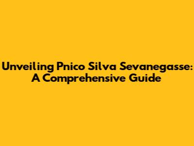 Unveiling Pnico Silva Sevanegasse: A Comprehensive Guide