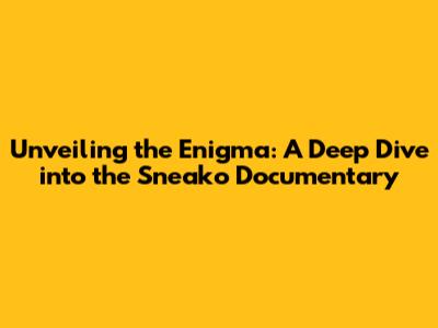 Unveiling the Enigma: A Deep Dive into the Sneako Documentary