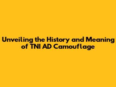 Unveiling the History and Meaning of TNI AD Camouflage