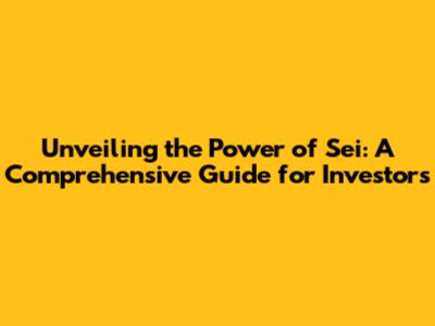 Unveiling the Power of Sei: A Comprehensive Guide for Investors